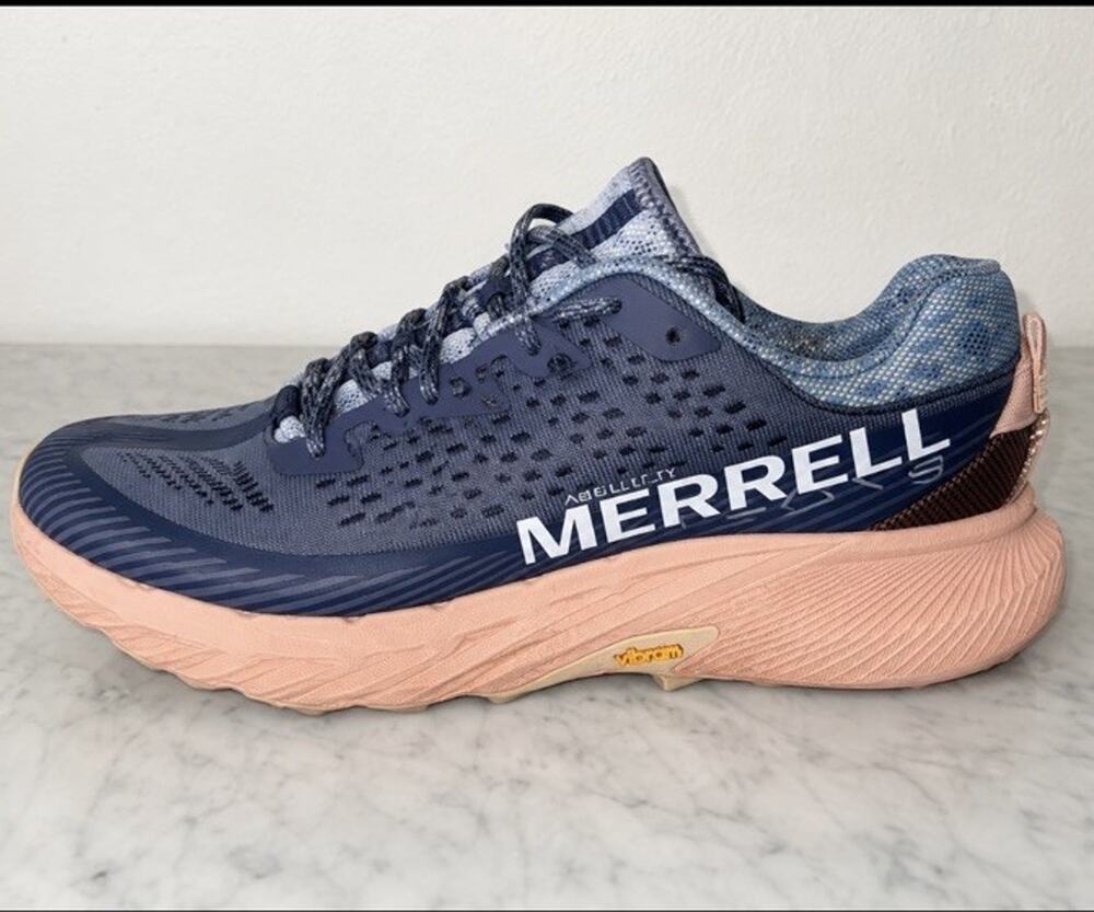 Merrell Agility Peak 5 Women's 9.5 Blue Pink Vibram Trail Running Shoes Sneakers